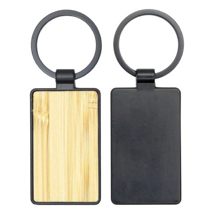 AKE 18  BAMBOO WOOD METAL KEYCHAIN