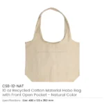 Cotton Hobo Bags with Front Pocket, 340 GSM (10 oz) - Image 4