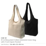 Cotton Hobo Bags with Front Pocket, 340 GSM (10 oz)