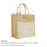 Eco-Friendly Jute Bags with Front Cotton Pocket & Button Closure - Image 5