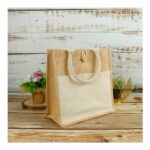 Eco-Friendly Jute Bags with Front Cotton Pocket & Button Closure - Image 2