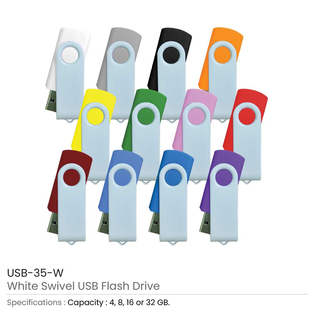 White-Swivel-USB-35-W-01 White Swivel USB Flash Drives - Image 1